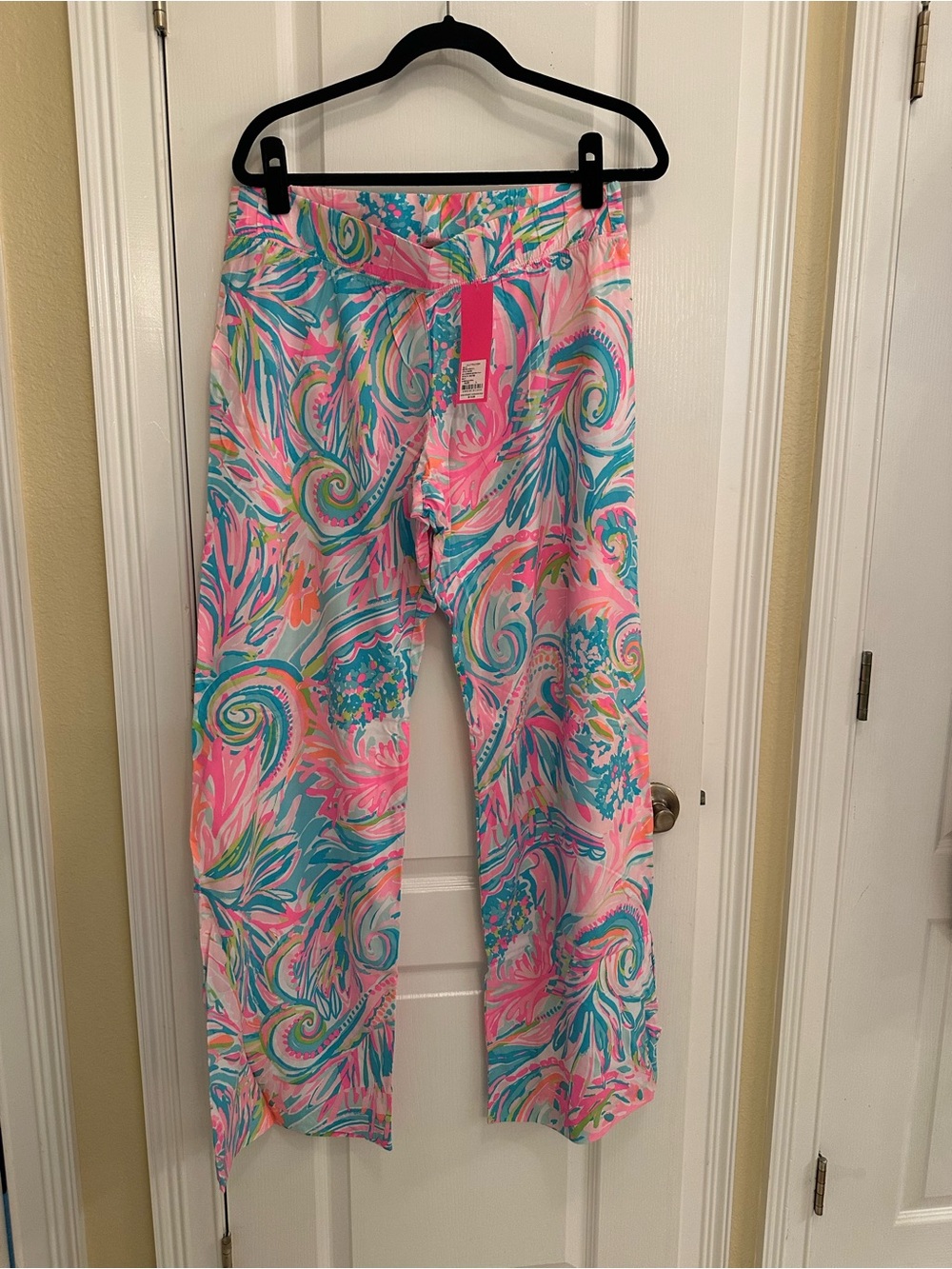 Lilly Pulitzer Bal Harbour Pink Turquoise Multicolor Swirl Wide-Leg Pants
